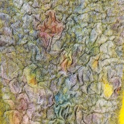 Large Yellow Wet-felted Vessel with U-shaped Textured Panel