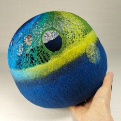 Aurora – Wet‑Felted & Machine Embroidered Sculpture