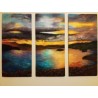Sunset Over the Lake - a wet-felted "painting" in 3 panels
